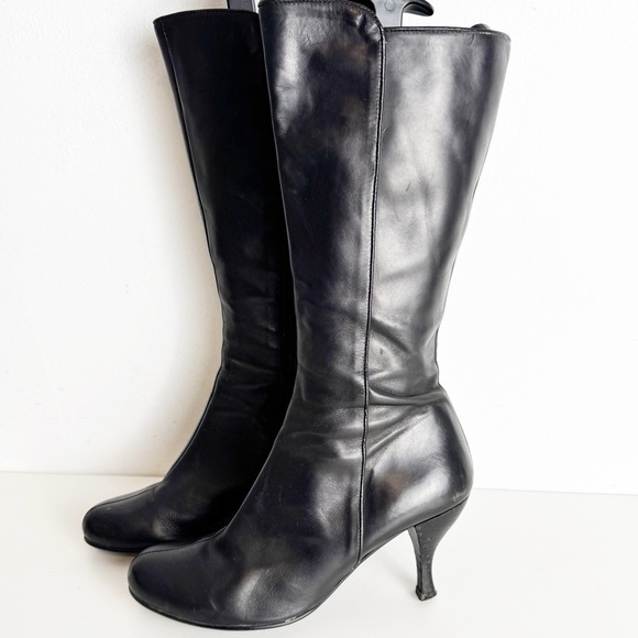 Vintage Pepe Castell Black Leather Knee-High Boots size 39 - Picture 3 of 7